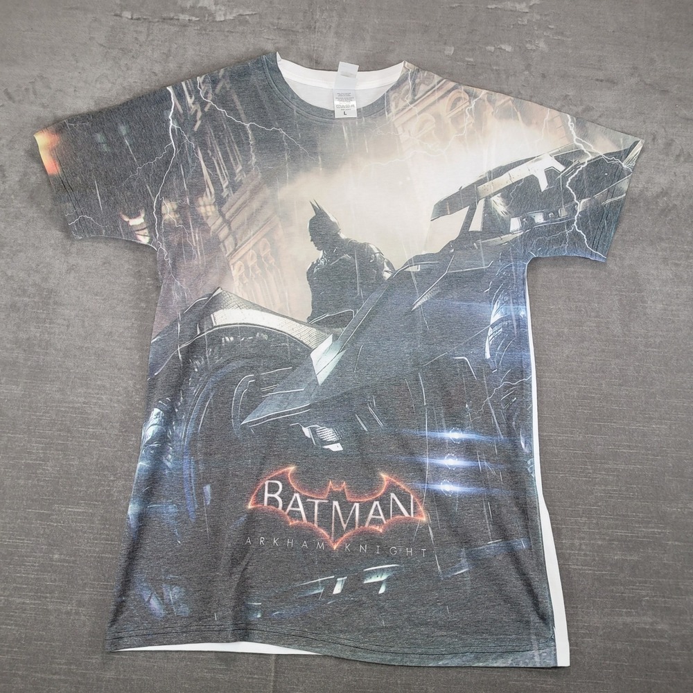 Batman Arkham Knight T Shirt Logo Vision Graphic‎ Print Gray Mens Large